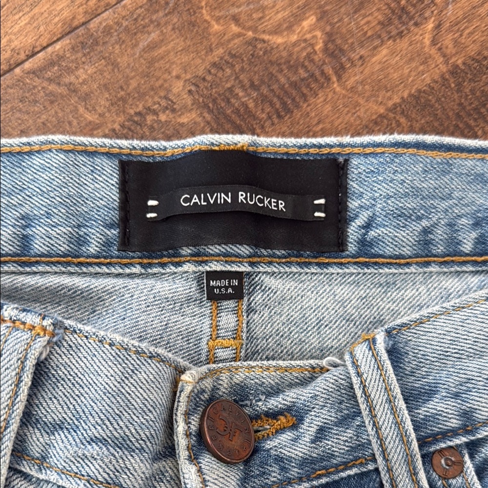 Light Blue Distressed Jean Shorts Cut-Off Style - Picture 2 of 8